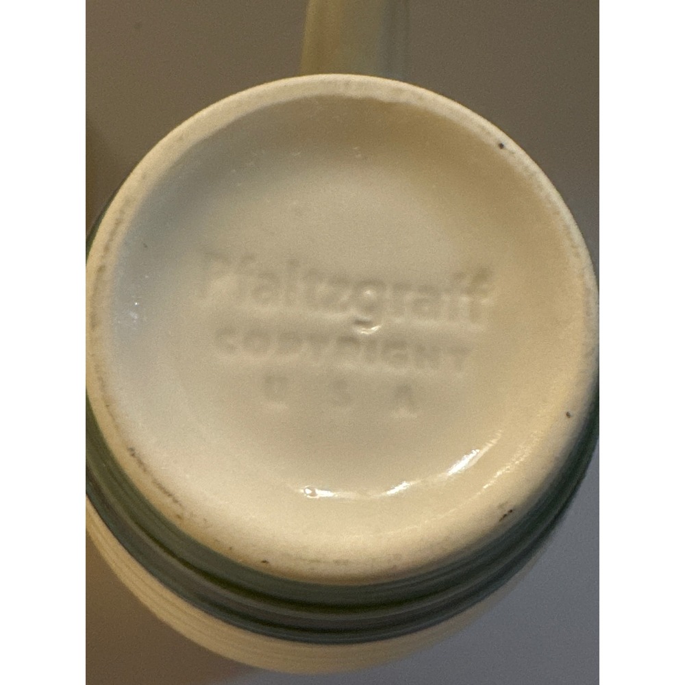 Pfaltzgraff Cream Stoneware Large Mugs Blue Green Accent Ribbed Design Set of 2‎ - Picture 4 of 4